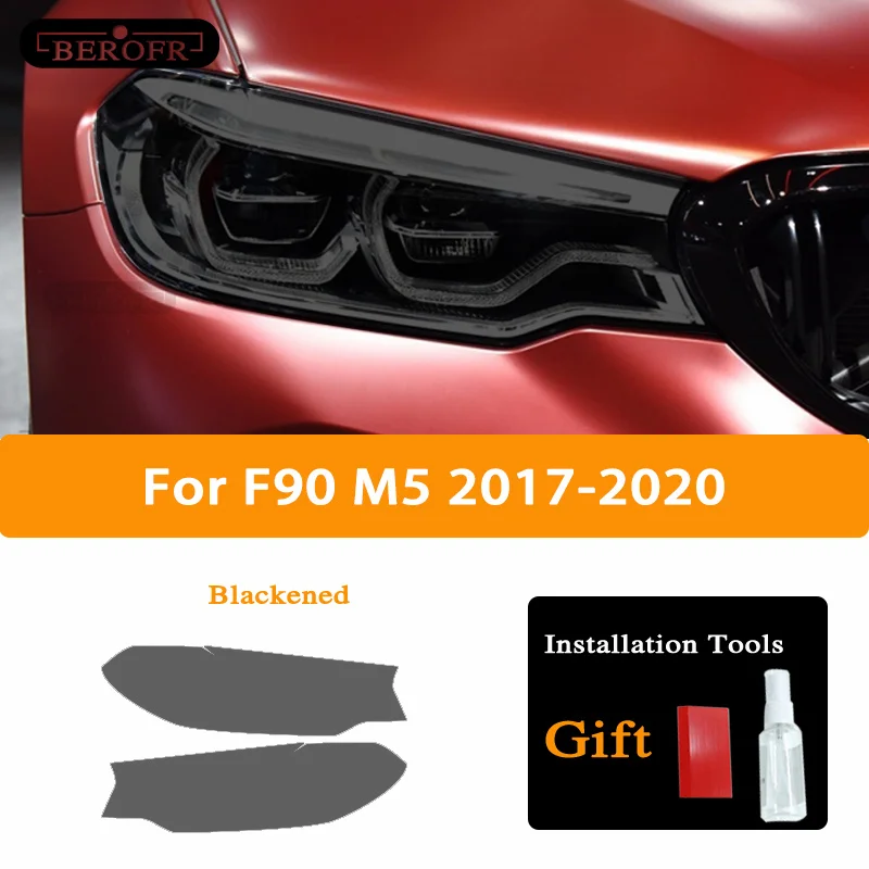 2 Pcs For  M5 F90 F10 2011-2020 Car Headlight Tint Black Protective Film Protect - £90.00 GBP