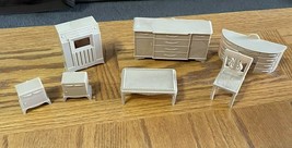 Rare Vtg Plasco Tan Living Room mini dollhouse Furniture Radio coffee table lot - $19.75