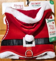 Merry &amp; Bright Christmas Dog Comfort Vest Harness Red Santa Suit Size Lg NEW - £17.80 GBP