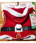 Merry &amp; Bright Christmas Dog Comfort Vest Harness Red Santa Suit Size Lg... - $31.18 CAD