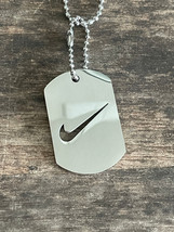 New Nike Silver Necklace Stainless Steel 24&quot; Chain Dogtag Adjuster Swoosh - $19.75