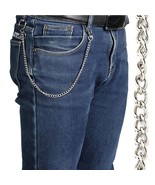 STAINLESS STEEL BIKER KEYCHAIN 15” 38cm Silver Link Chain Wallet Trucker... - £6.35 GBP