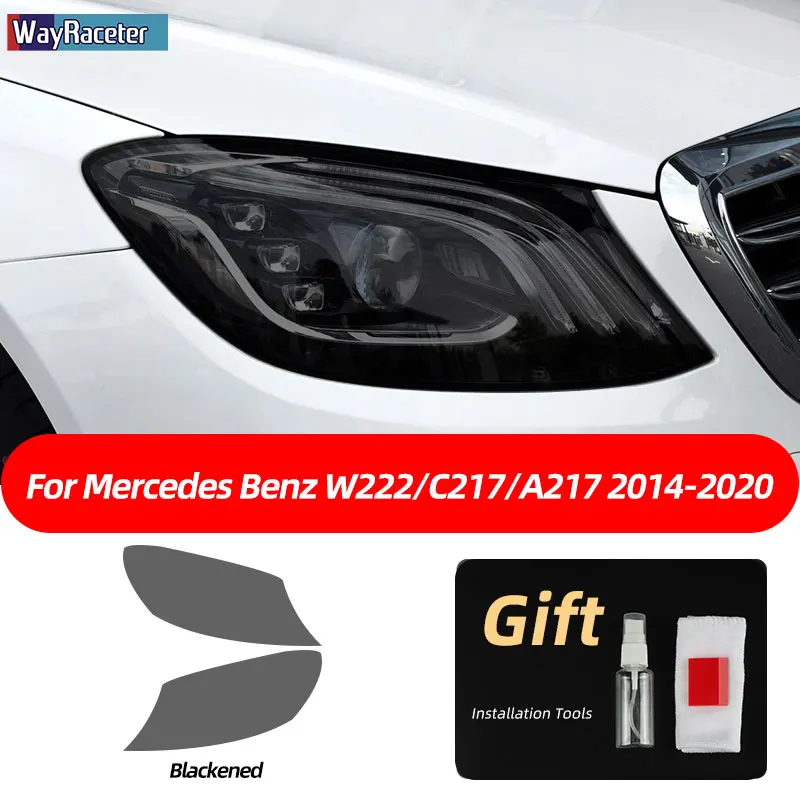 2 Pcs Smoked Black TPU Sticker Car Headlight Protective Film For  Benz W222 W223 - £127.20 GBP