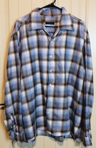Equilibrio Italia Mens Size XL Button Up Shirt Blue Brown Plaid Long Sleeve - £12.98 GBP