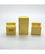 Vintage Fisher Price Little People Yellow Fridge Yellow Oven Yellow Dish... - $14.74