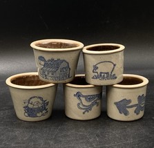 Beaumont Brothers 1.25&quot; Mini Crocks Stoneware Salt Glaze LOT 5 Arrow Hou... - $49.49