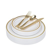 Stock Your Home Elegant 125 Piece Plastic Cutlery Set - £76.15 GBP