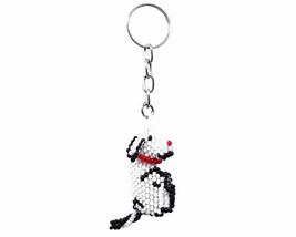 Mia Jewel Shop Dog Czech Glass Seed Bead 3D Figurine Keychain Metal Ring - Handm - £12.75 GBP