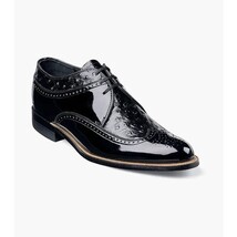 Stacy Adams Mens Dayton Black shoes Wing Tip Ostrich print Shiny Dressy 00375-01 image 15