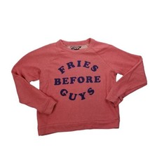 FRIES BEFORE GUYS Sweatshirt Light Heathered Red/Pink Long Sleeve Junior... - £10.61 GBP