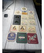 LOT OF 16 ASSORTED BEER ADVERTISING COASTERS - $12.00
