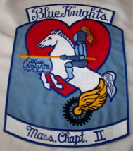 LARGE BLUE KNIGHTS MOTORCYCLE CLUB MASS CHAPTER II EMBROIDERED JACKET PATCH - $34.64