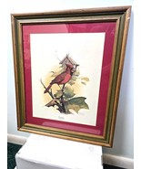 R J McDonald Red Cardinal Bird Signed Print Matted Framed - €116,72 EUR