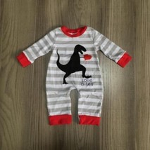 NEW Boutique Baby Boys Valentine&#39;s Day Dinosaur Long Sleeve Romper Jumpsuit - £6.77 GBP