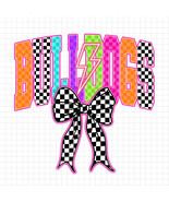 Neon Bulldogs PNG, Checkered Mascot Bow PNG, Preppy Lightning Bolt Game ... - $45.66 MXN