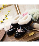 Winter Women Warm Cotton Low Top Flat Shoes Faux  Collar Soft Slip On Lo... - £28.20 GBP