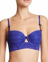 Heidi Klum Womens Mada Rhythm Longline Embroidered Bra Size 34D Color Royal Blue - £50.48 GBP