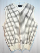 Polo Golf Ralph Lauren Ivory Navy Checks Cotton Blend Pullover Vest  - Men&#39;s L - $23.70