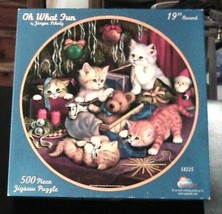 Jigsaw Puzzle Oh what fun kittens 500 Pieces 19&quot; round - £1.65 GBP