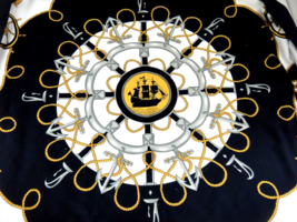 Womens Scarf Nautical Theme Anchors Rope Ships Wheel Navy Blue 33&quot; x 34&quot; - $10.88