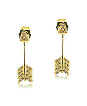 Jardin Jewelry Gold Plated Two Piece Moving Arrow Point Stud Post Earrings NWT - £6.54 GBP