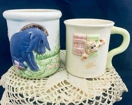 Disney Winnie The Pooh VTG 3D porcelain Tigger cup &amp; Eeyore Pooh piglet ... - $12.86