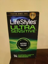 LifeStyles Ultra Sensitive Condoms Lubricated Latex 14 Count Exp 03/2024 - £3.98 GBP