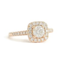 Authenticity Guarantee 
Round Diamond Cushion Halo Engagement Ring 14K R... - £936.45 GBP