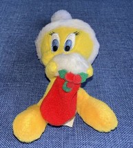 6” Vintage 1998 Tweety Bird Christmas Decoration Plush Santa Hat Looney ... - £11.98 GBP