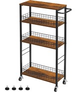 Slim Storage Cart 4 Tier Kitchen Rolling Cart On Wheels Mobile Narrow Ca... - $46.94
