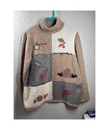 Tanjay Fall Leaves Thanksgiving Knit Pullover Sweater Books Sewing Size ... - $46.19 CAD