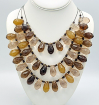 Triple Strand Root Beer Faceted Briolette Bead Layered Necklace - £18.92 GBP
