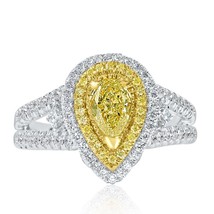 Art Déco 1.31CT Pera Natural Luz Amarillo Anillo de Compromiso Diamante 14k Oro - £2,529.43 GBP