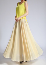 YELLOW Chiffon Maxi Skirt Outfit Flowy Plus Size Bridesmaid Chiffon Skirt image 4
