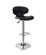 Adjustable Height 360° Swivel Barstool Black/Chrome 18&quot;Lx18-3/4&quot;Dx30-41&quot;H - £75.22 GBP