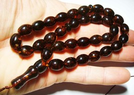 Natural Baltic Amber Islamic 33 prayer  Amber rosary Amber Tasbih pressed - £94.74 GBP
