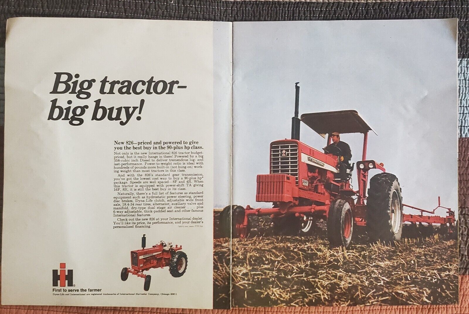 International Harvester Vintage 826 Tractor Ad 1970 - $18.69