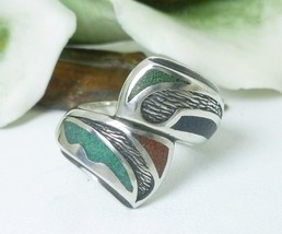 Southwestern Sterling Chip Inlay Bypass Ring Size 6 - $39.00