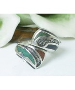 Southwestern Sterling Chip Inlay Bypass Ring Size 6 - $53.34 CAD