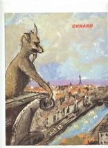 Cunard Lines RMS Queen Elizabeth Dinner Menu 1966 Gargoyle Seine Paris C... - $13.86