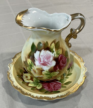 Vintage Allied Japan Small Water Pitcher Bowl Vanity Floral Flowers Patt... - $34.60