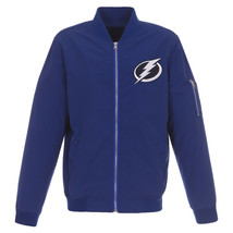 NHL Tampa Bay Lightning Lightweight Nylon Bomber Blue Jacket Embroidered Logo  - $119.99
