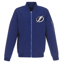 NHL Tampa Bay Lightning Lightweight Nylon Bomber Blue Jacket Embroidered Logo  - £89.61 GBP