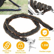 5.9Ft/1.8M Motorcycle Bicycle Heavy Duty Chain Lock Padlock Anti Theft Security - £33.37 GBP