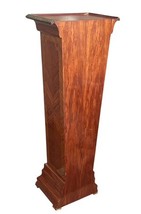 Antique Style Wooden Urn Pedestal Column w/ Brass Urn Crest Inlay 49” image 3