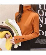 Womens Turtleneck Pullover Sweater Long Sleeve Button Pullovers Solid Wo... - $483.67 MXN