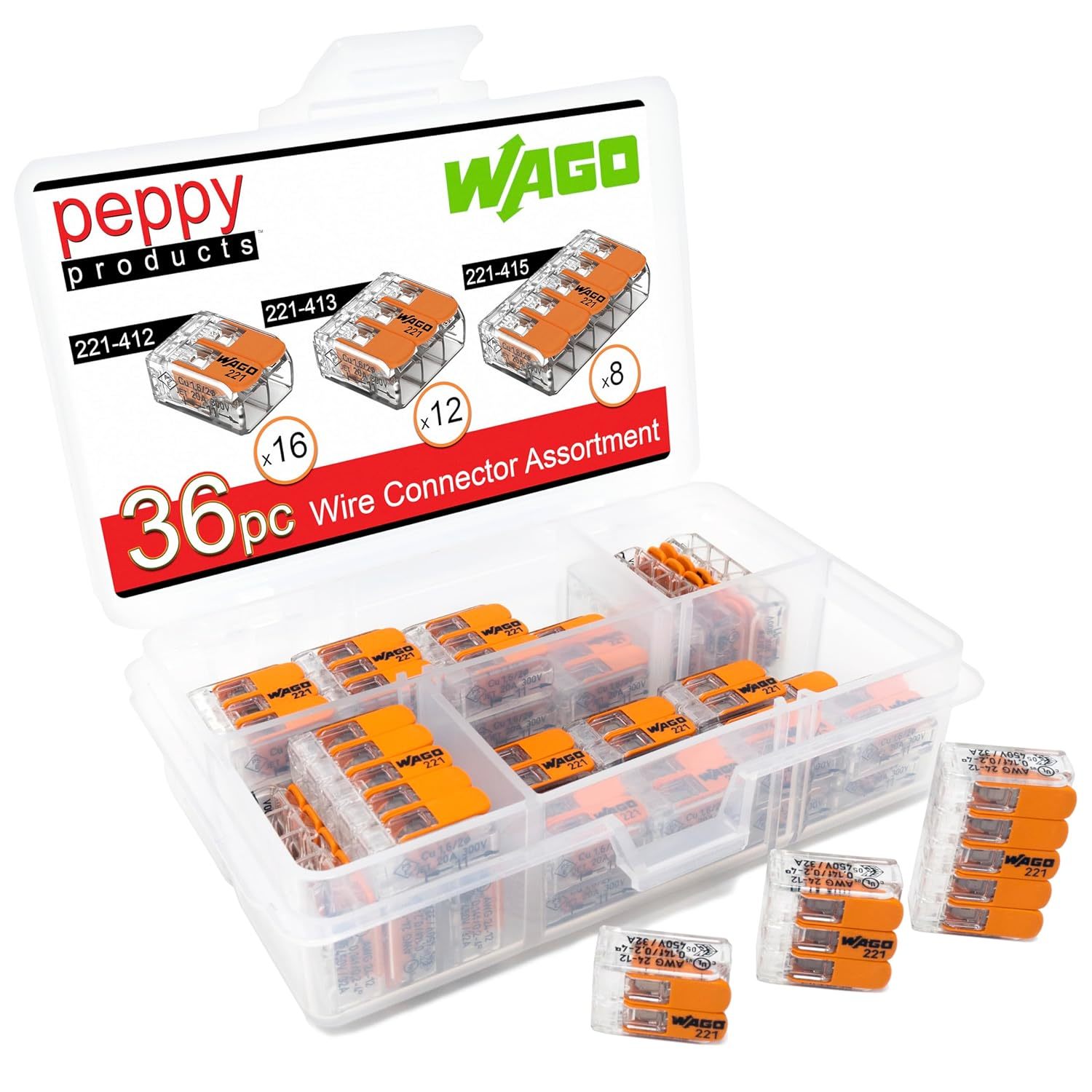 Wago 221 Lever-Nuts 36Pc Compact Splicing Wire Connector Assortment., 415 - $36.99
