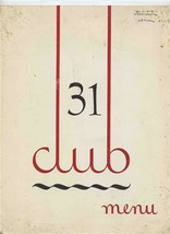 31 Club Dinner Menu 31 Johnson Park Buffalo New York 1960&#39;s - £42.73 GBP