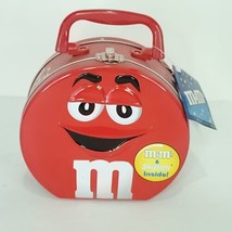 M&amp;M Red Candy Metal Carry Character Tin Lunch Box 6.25&quot;x5.75&quot;x3&quot; With Tags - £18.19 GBP