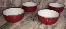 ROYAL NORFOLK RED/WHITE CEREAL/SERVING BOWL SET Of 4-Micro Safe-NEW-RARE... - £47.38 GBP